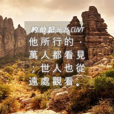 Picture 04 - 約 伯 記 36:25 CUVT - 他 所 行 的 ， 萬 人 都 看 見 ； 世 - Bible Verse Picture