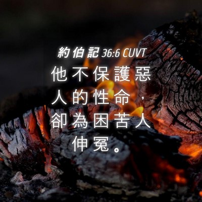 Picture 04 - 約 伯 記 36:6 CUVT - 他 不 保 護 惡 人 的 性 命 ， 卻 為 - Bible Verse Picture