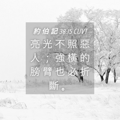 Picture 04 - 約 伯 記 38:15 CUVT - 亮 光 不 照 惡 人 ； 強 橫 的 膀 臂 - Bible Verse Picture