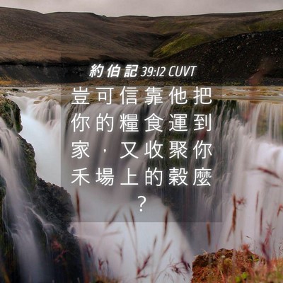 Picture 04 - 約 伯 記 39:12 CUVT - 豈 可 信 靠 他 把 你 的 糧 食 運 到 - Bible Verse Picture