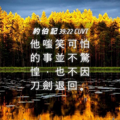Picture 04 - 約 伯 記 39:22 CUVT - 他 嗤 笑 可 怕 的 事 並 不 驚 惶 ， - Bible Verse Picture