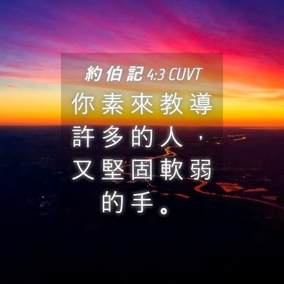 Picture 04 - 約 伯 記 4:3 CUVT - 你 素 來 教 導 許 多 的 人 ， 又 堅 - Bible Verse Picture