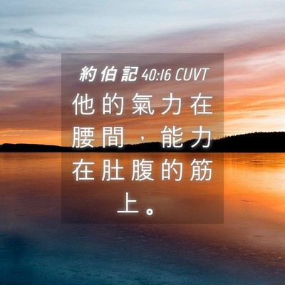 Picture 04 - 約 伯 記 40:16 CUVT - 他 的 氣 力 在 腰 間 ， 能 力 在 肚 - Bible Verse Picture