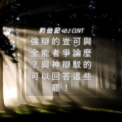 Picture 04 - 約 伯 記 40:2 CUVT - 強 辯 的 豈 可 與 全 能 者 爭 論 麼 - Bible Verse Picture
