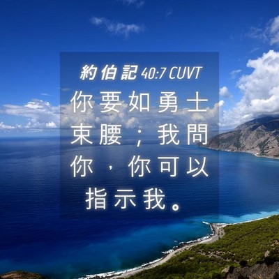 Picture 04 - 約 伯 記 40:7 CUVT - 你 要 如 勇 士 束 腰 ； 我 問 你 ， - Bible Verse Picture