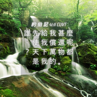 Picture 04 - 約 伯 記 41:11 CUVT - 誰 先 給 我 甚 麼 ， 使 我 償 還 呢 - Bible Verse Picture