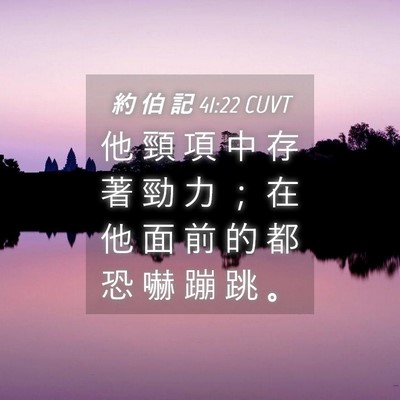 Picture 04 - 約 伯 記 41:22 CUVT - 他 頸 項 中 存 著 勁 力 ； 在 他 面 - Bible Verse Picture