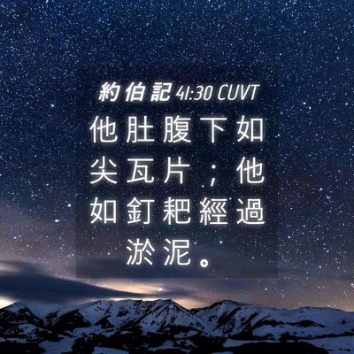 Picture 04 - 約 伯 記 41:30 CUVT - 他 肚 腹 下 如 尖 瓦 片 ； 他 如 釘 - Bible Verse Picture