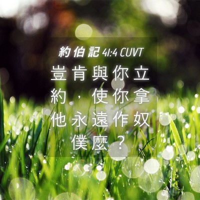 Picture 04 - 約 伯 記 41:4 CUVT - 豈 肯 與 你 立 約 ， 使 你 拿 他 永 - Bible Verse Picture