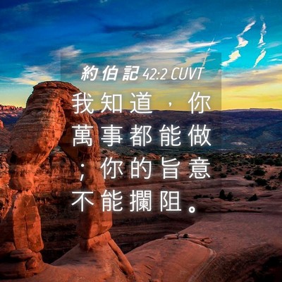 Picture 04 - 約 伯 記 42:2 CUVT - 我 知 道 ， 你 萬 事 都 能 做 ； 你 - Bible Verse Picture