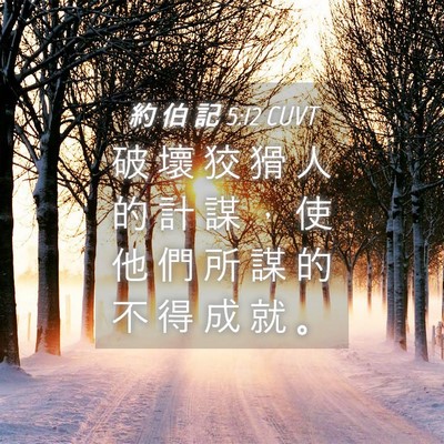 Picture 04 - 約 伯 記 5:12 CUVT - 破 壞 狡 猾 人 的 計 謀 ， 使 他 們 - Bible Verse Picture