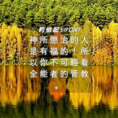 Picture 04 - 約 伯 記 5:17 CUVT - 神 所 懲 治 的 人 是 有 福 的 ！ 所 - Bible Verse Picture