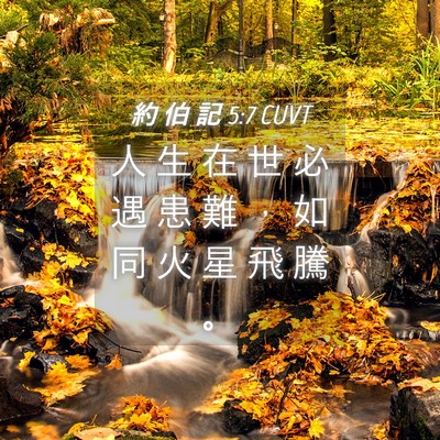 Picture 04 - 約 伯 記 5:7 CUVT - 人 生 在 世 必 遇 患 難 ， 如 同 火 - Bible Verse Picture