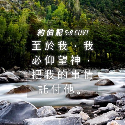 Picture 04 - 約 伯 記 5:8 CUVT - 至 於 我 ， 我 必 仰 望 神 ， 把 我 - Bible Verse Picture