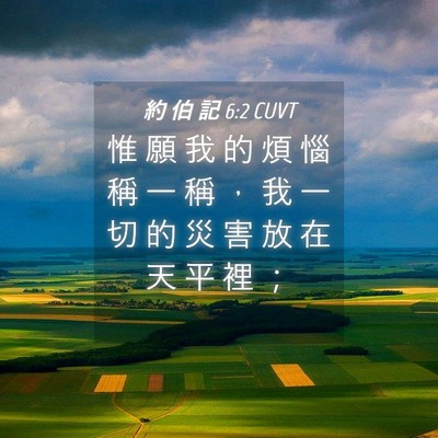 Picture 04 - 約 伯 記 6:2 CUVT - 惟 願 我 的 煩 惱 稱 一 稱 ， 我 一 - Bible Verse Picture
