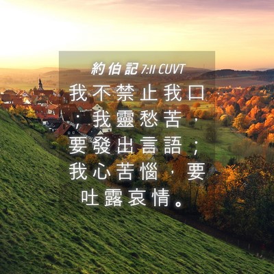 Picture 04 - 約 伯 記 7:11 CUVT - 我 不 禁 止 我 口 ； 我 靈 愁 苦 ， - Bible Verse Picture