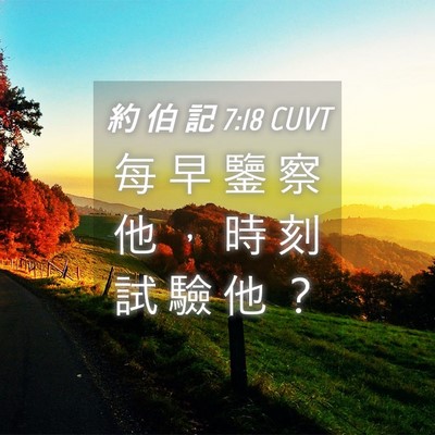 Picture 04 - 約 伯 記 7:18 CUVT - 每 早 鑒 察 他 ， 時 刻 試 驗 他 - Bible Verse Picture