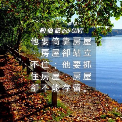 Picture 04 - 約 伯 記 8:15 CUVT - 他 要 倚 靠 房 屋 ， 房 屋 卻 站 立 - Bible Verse Picture