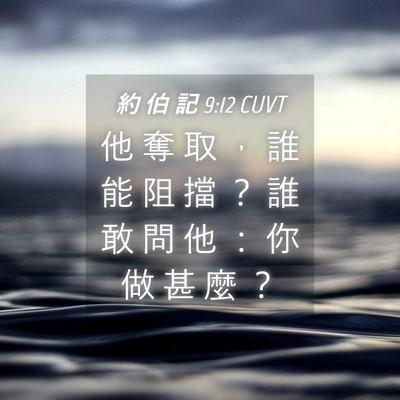 Picture 04 - 約 伯 記 9:12 CUVT - 他 奪 取 ， 誰 能 阻 擋 ？ 誰 敢 問 - Bible Verse Picture