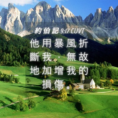 Picture 04 - 約 伯 記 9:17 CUVT - 他 用 暴 風 折 斷 我 ， 無 故 地 加 - Bible Verse Picture