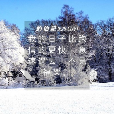 Picture 04 - 約 伯 記 9:25 CUVT - 我 的 日 子 比 跑 信 的 更 快 ， 急 - Bible Verse Picture