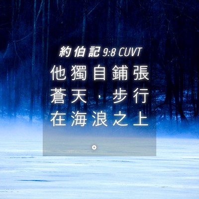 Picture 04 - 約 伯 記 9:8 CUVT - 他 獨 自 鋪 張 蒼 天 ， 步 行 在 海 - Bible Verse Picture