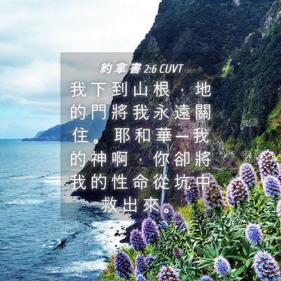 Picture 04 - 約 拿 書 2:6 CUVT - 我 下 到 山 根 ， 地 的 門 將 我 永 - Bible Verse Picture