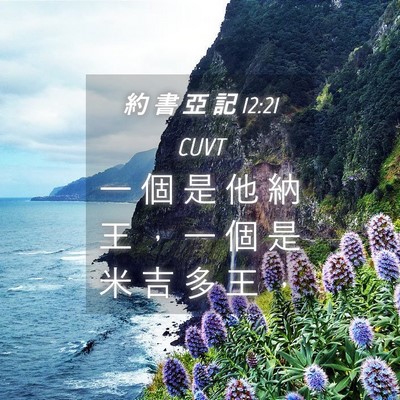 Picture 04 - 約 書 亞 記 12:21 CUVT - 一 個 是 他 納 王 ， 一 個 是 米 吉 - Bible Verse Picture