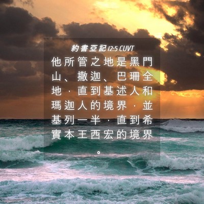 Picture 04 - 約 書 亞 記 12:5 CUVT - 他 所 管 之 地 是 黑 門 山 、 撒 迦 - Bible Verse Picture