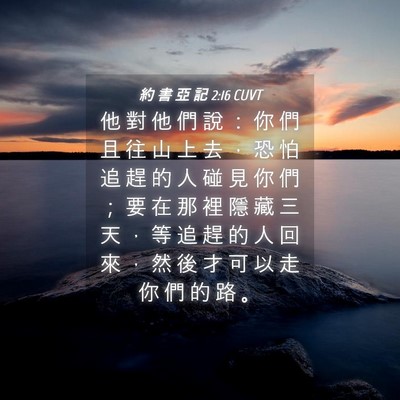 Picture 04 - 約 書 亞 記 2:16 CUVT - 他 對 他 們 說 ： 你 們 且 往 山 上 - Bible Verse Picture