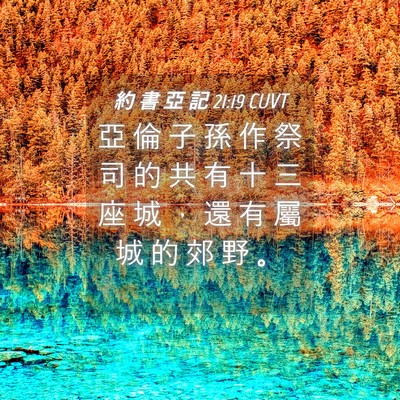 Picture 04 - 約 書 亞 記 21:19 CUVT - 亞 倫 子 孫 作 祭 司 的 共 有 十 三 - Bible Verse Picture