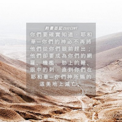 Picture 04 - 約 書 亞 記 23:13 CUVT - 你 們 要 確 實 知 道 ， 耶 和 華 ─ - Bible Verse Picture