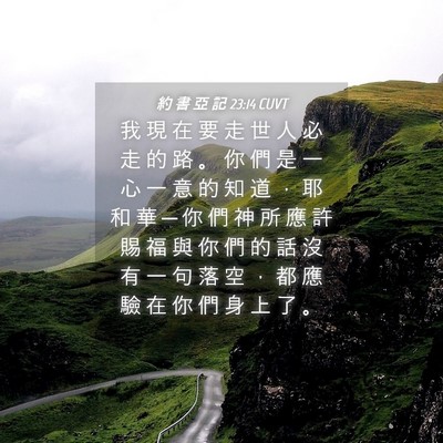 Picture 04 - 約 書 亞 記 23:14 CUVT - 我 現 在 要 走 世 人 必 走 的 路 。 - Bible Verse Picture
