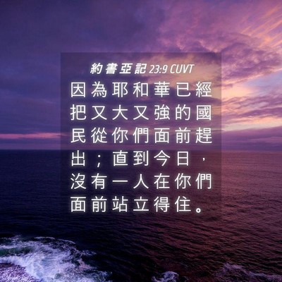 Picture 04 - 約 書 亞 記 23:9 CUVT - 因 為 耶 和 華 已 經 把 又 大 又 強 - Bible Verse Picture