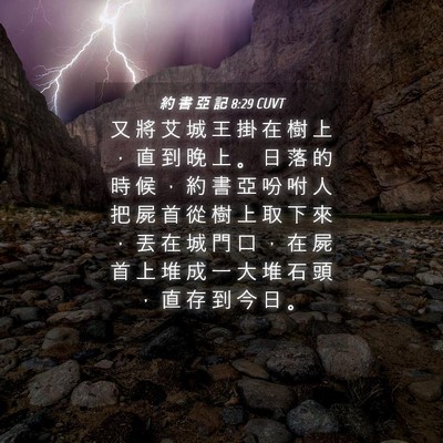 Picture 04 - 約 書 亞 記 8:29 CUVT - 又 將 艾 城 王 掛 在 樹 上 ， 直 到 - Bible Verse Picture
