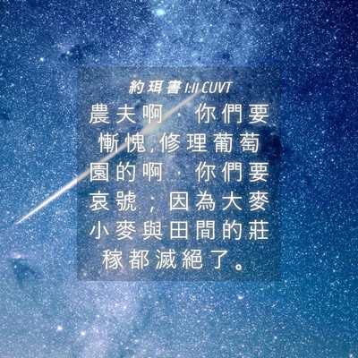 Picture 04 - 約 珥 書 1:11 CUVT - 農 夫 啊 ， 你 們 要 慚 愧 , 修 理 葡 - Bible Verse Picture