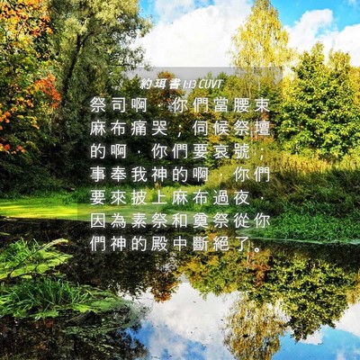 Picture 04 - 約 珥 書 1:13 CUVT - 祭 司 啊 ， 你 們 當 腰 束 麻 布 痛 - Bible Verse Picture