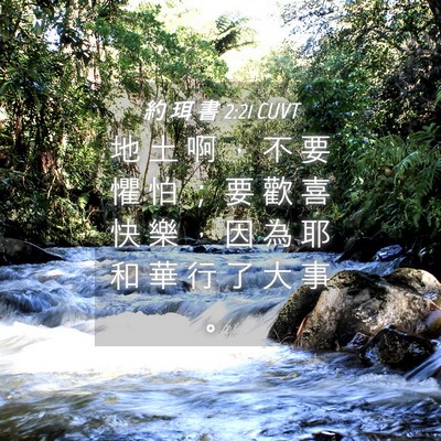 Picture 04 - 約 珥 書 2:21 CUVT - 地 土 啊 ， 不 要 懼 怕 ； 要 歡 喜 - Bible Verse Picture