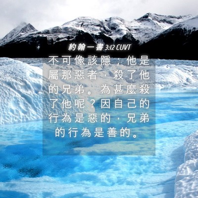 Picture 04 - 約 翰 一 書 3:12 CUVT - 不 可 像 該 隱 ； 他 是 屬 那 惡 者 - Bible Verse Picture