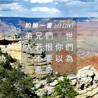 Picture 04 - 約 翰 一 書 3:13 CUVT - 弟 兄 們 ， 世 人 若 恨 你 們 ， 不 - Bible Verse Picture