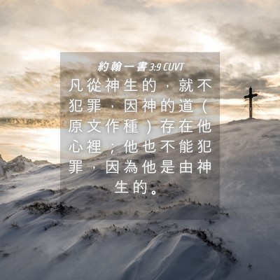 Picture 04 - 約 翰 一 書 3:9 CUVT - 凡 從 神 生 的 ， 就 不 犯 罪 ， 因 - Bible Verse Picture