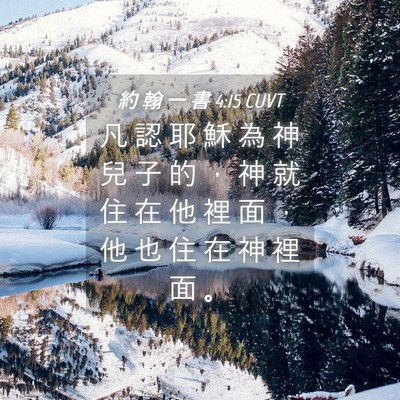Picture 04 - 約 翰 一 書 4:15 CUVT - 凡 認 耶 穌 為 神 兒 子 的 ， 神 就 - Bible Verse Picture