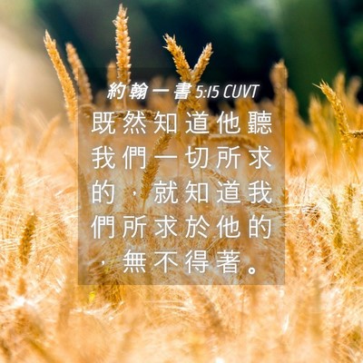 Picture 04 - 約 翰 一 書 5:15 CUVT - 既 然 知 道 他 聽 我 們 一 切 所 求 - Bible Verse Picture