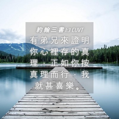 Picture 04 - 約 翰 三 書 1:3 CUVT - 有 弟 兄 來 證 明 你 心 裡 存 的 真 - Bible Verse Picture