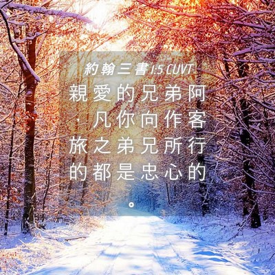Picture 04 - 約 翰 三 書 1:5 CUVT - 親 愛 的 兄 弟 阿 ， 凡 你 向 作 客 - Bible Verse Picture