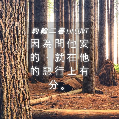 Picture 04 - 約 翰 二 書 1:11 CUVT - 因 為 問 他 安 的 ， 就 在 他 的 惡 - Bible Verse Picture