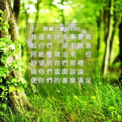 Picture 04 - 約 翰 二 書 1:12 CUVT - 我 還 有 許 多 事 要 寫 給 你 們 ， - Bible Verse Picture