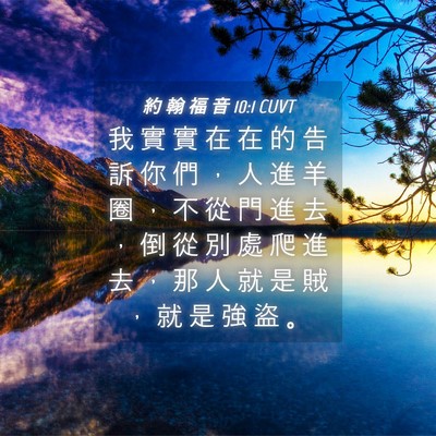 Picture 04 - 約 翰 福 音 10:1 CUVT - 我 實 實 在 在 的 告 訴 你 們 ， 人 - Bible Verse Picture
