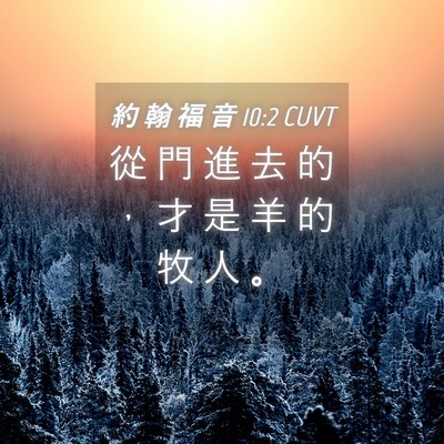 Picture 04 - 約 翰 福 音 10:2 CUVT - 從 門 進 去 的 ， 才 是 羊 的 牧 人 - Bible Verse Picture