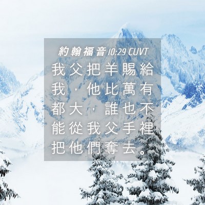 Picture 04 - 約 翰 福 音 10:29 CUVT - 我 父 把 羊 賜 給 我 ， 他 比 萬 有 - Bible Verse Picture
